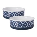 Design Imports 6 x 2 in. Lattice Pet Bowl Nautical Blue - Medium - Set of 2 CAMZ37240